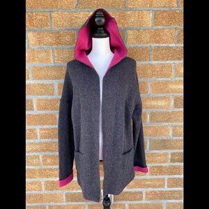 Chiaramente Open Front Hooded Cardigan Large
